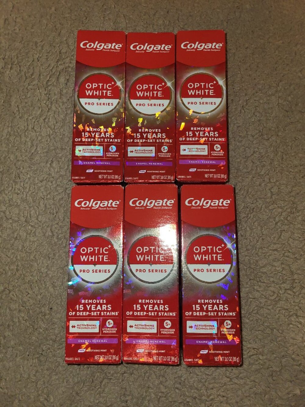 Colgate Optic White Pro Series Toothpaste 6 Tubes Total New Unopened